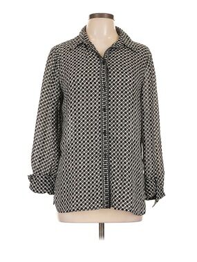 Max Studio Black and White Geometric Button-Down Top